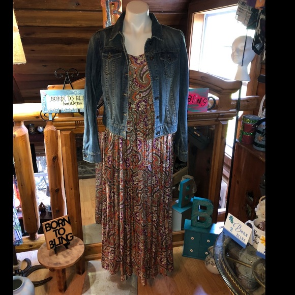 WRANGLER gorgeous SEXY long maxi dress adj straps beautiful colors - WORN ONCE - Picture 14 of 15